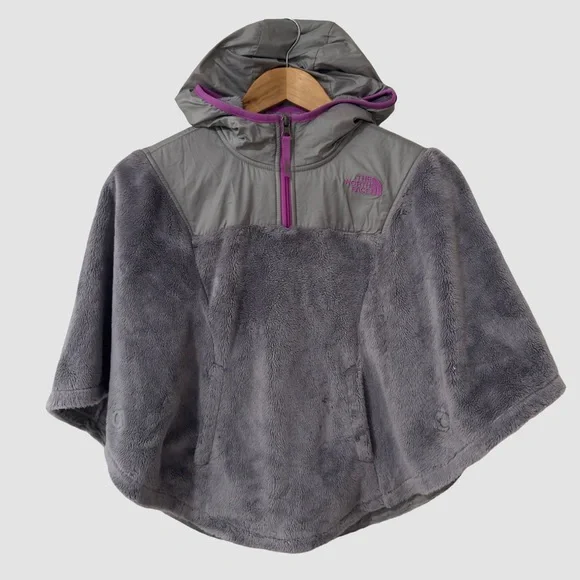 The North Face Kids Osito Gray/Purple Poncho Jacket M - Picture 1 of 8